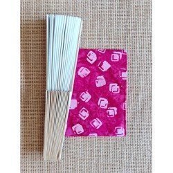 Abanico con tela batik rosa-lila RL1