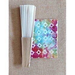 Abanico con tela batik rosa-lila RL2