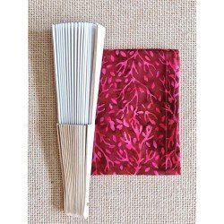 Abanico con tela batik rosa-lila RL8