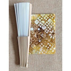 Fan with batik fabric orange-yelow M1