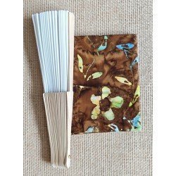 Fan with batik fabric orange-yelow M2