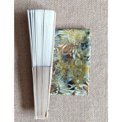 Fan with batik fabric brown M5