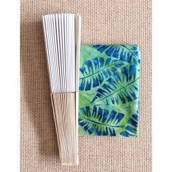 Fan with batik fabric verd V2