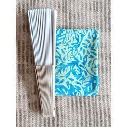 Fan with batik fabric verd V3